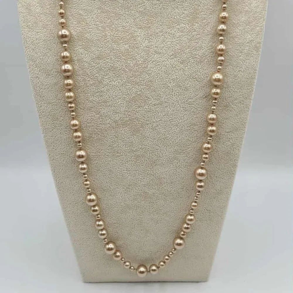 J Crew Long Faux Multi size Champaign Pearl Necklace